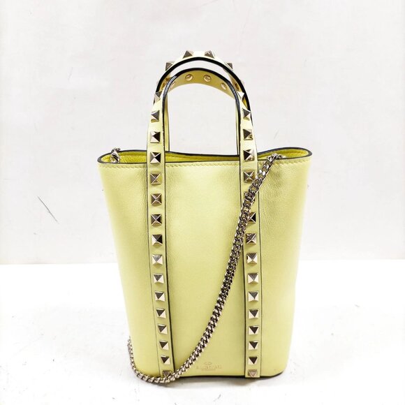 Valentino Garavani Yellow Leather Hand Bag mon750-101325 - Picture 1 of 16